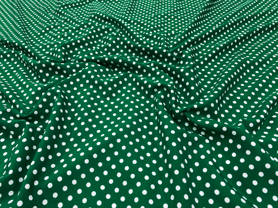 Imitatie Matase Verde cu Buline Mici - Canada Fashion Center