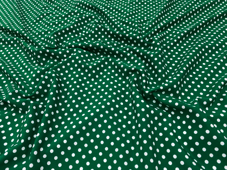 Imitatie Matase Verde cu Buline Mici - Canada Fashion Center