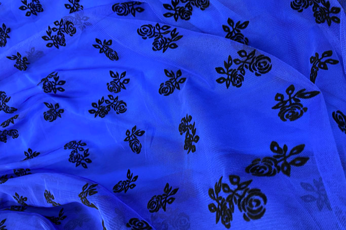 Tulle cu floricele albastru - Canada Fashion Center