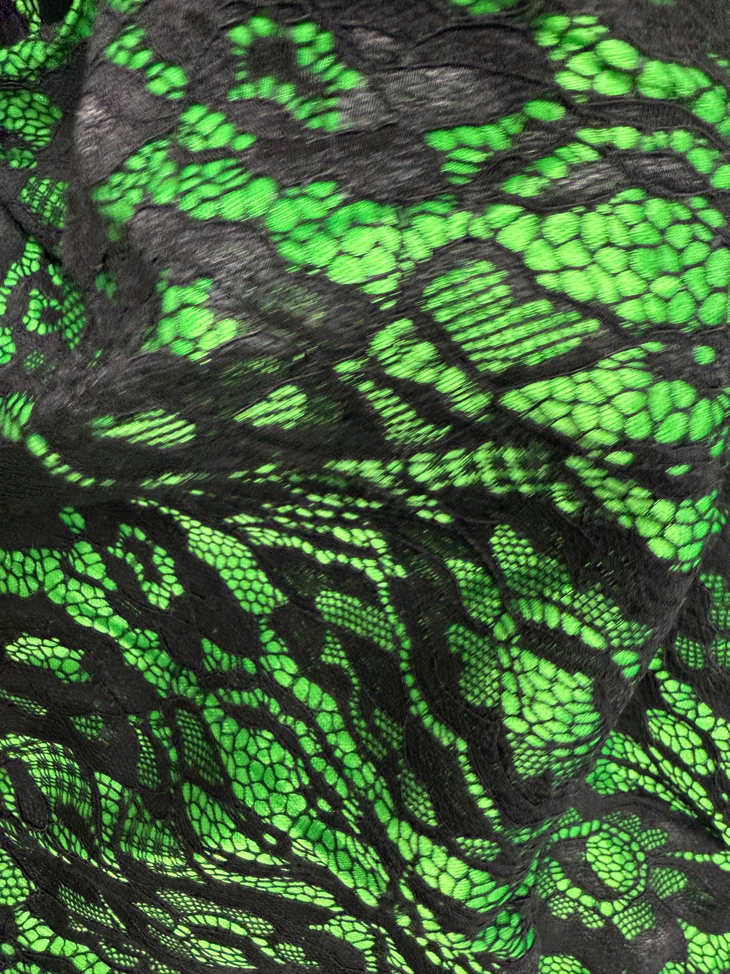 Dantela satinata Verde cu Negru