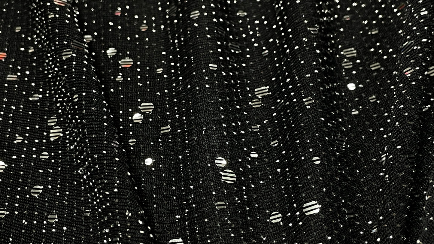 Lurex Negru cu paiete mici Argintii