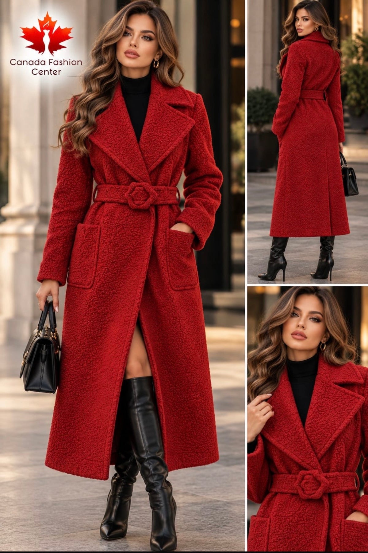 Stofa boucle Rosu - Canada Fashion Center