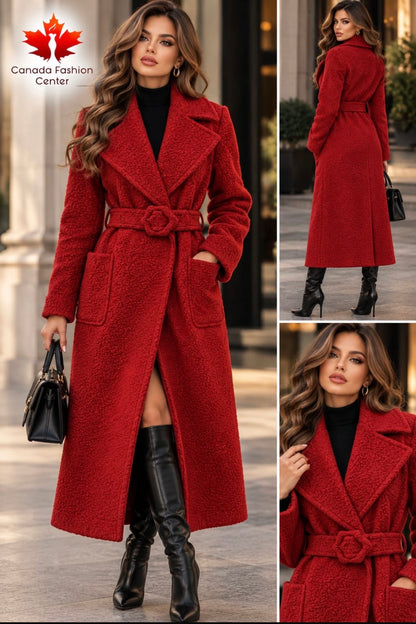 Stofa boucle Rosu - Canada Fashion Center