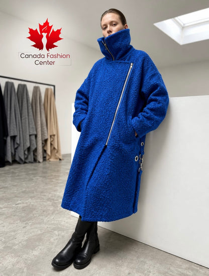 Stofa boucle albastra - Canada Fashion Center
