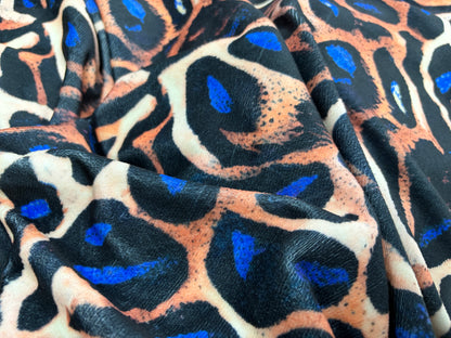 Catifea Super Soft Imprimatǎ Albastru Tigru