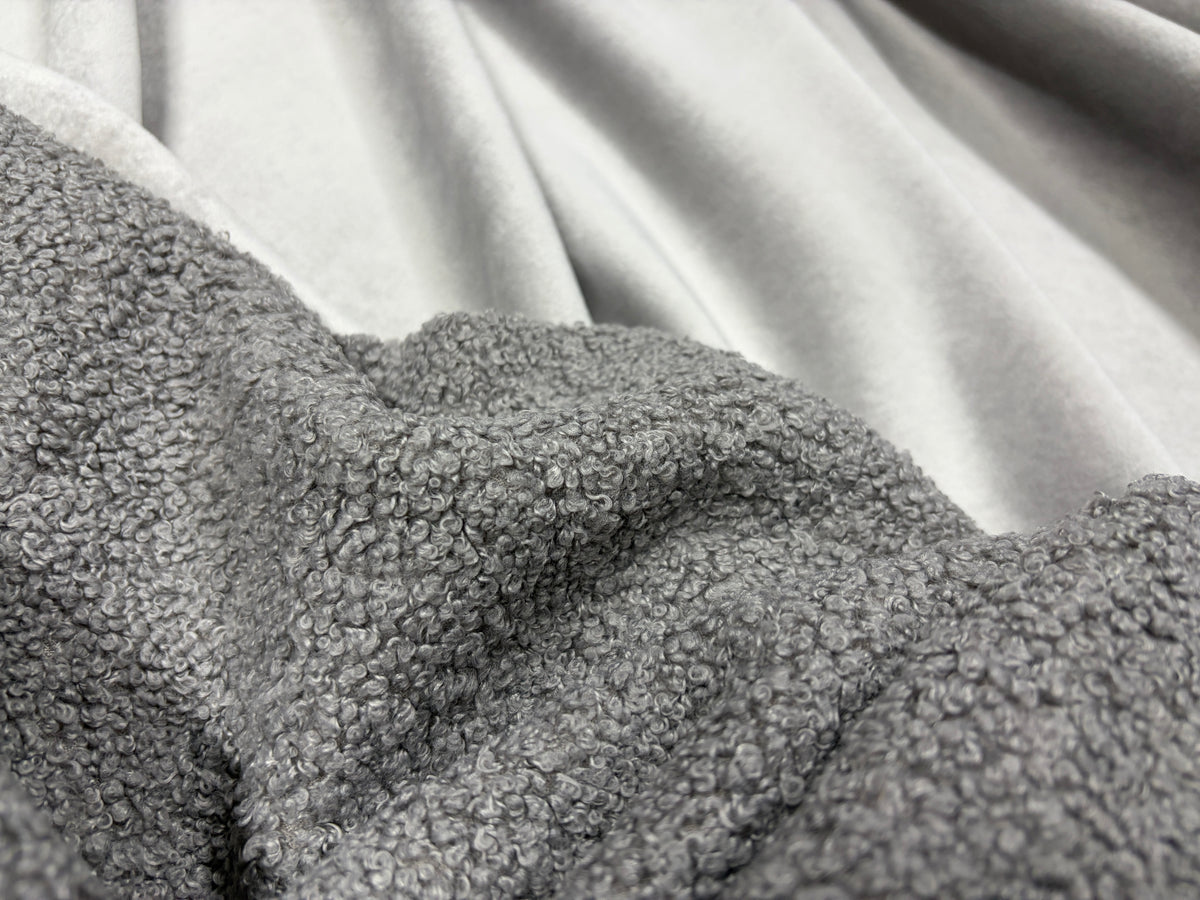 Stofa Boucle cu Douǎ Fețe Gri Deschis - Canada Fashion Center