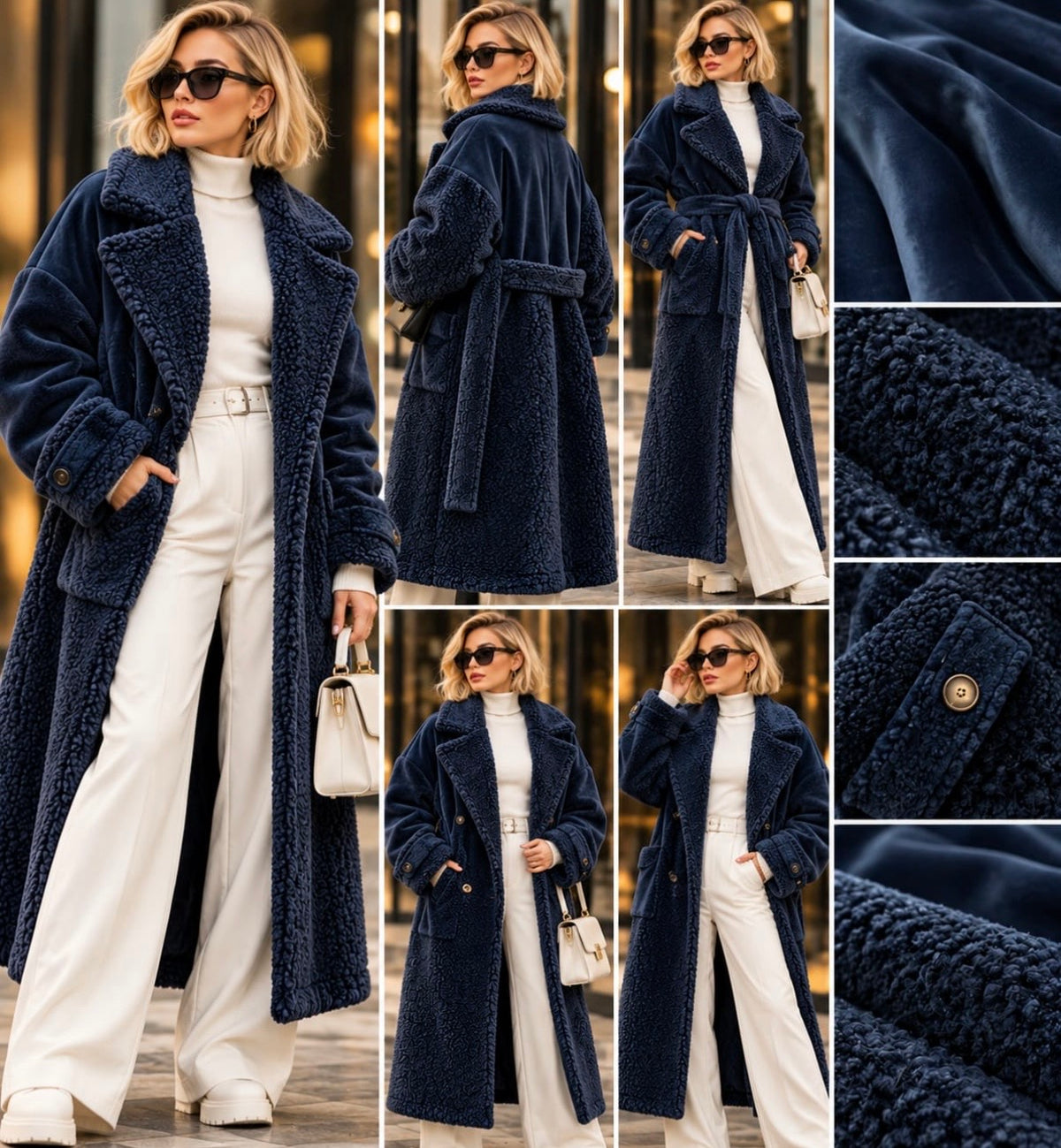 Stofa Boucle cu Douǎ Fețe Albastru Royal - Canada Fashion Center