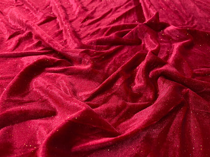 Catifea Velvet cu Sclipici Rosu - Canada Fashion Center