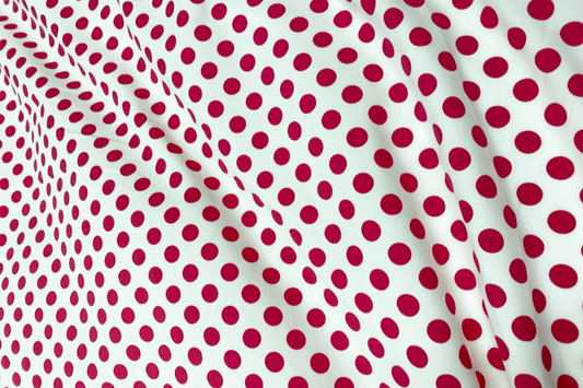 Imitatie Matase cu Buline Fucsia - Canada Fashion Center