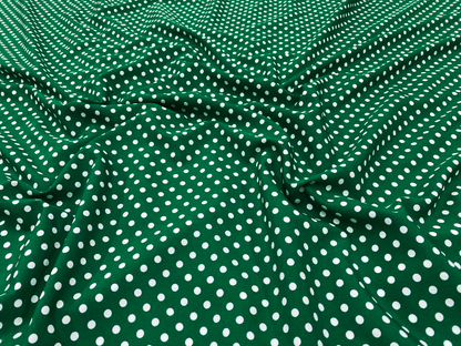 Imitatie Matase Verde cu Buline Mici - Canada Fashion Center