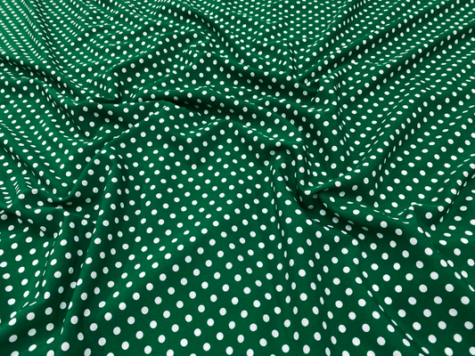 Imitatie Matase Verde cu Buline Mici - Canada Fashion Center