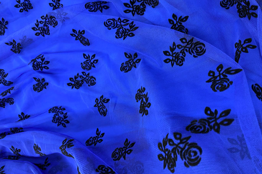 Tulle cu floricele albastru - Canada Fashion Center