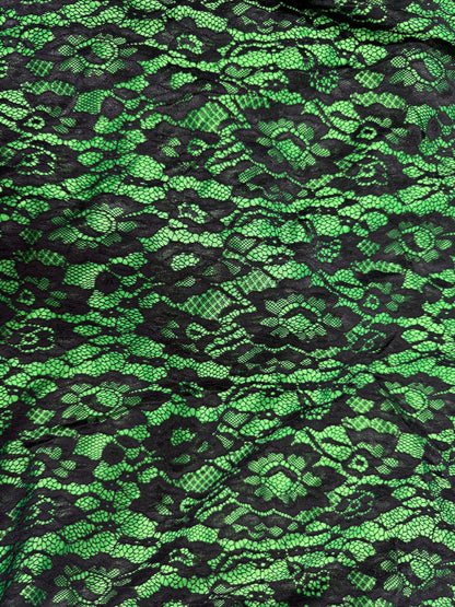 Dantela satinata Verde cu Negru
