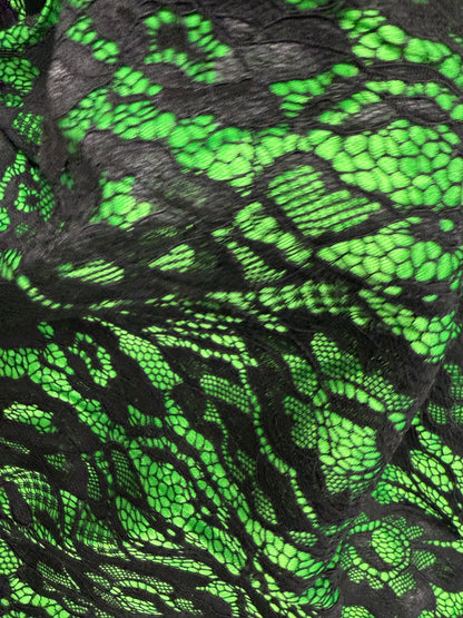 Dantela satinata Verde cu Negru