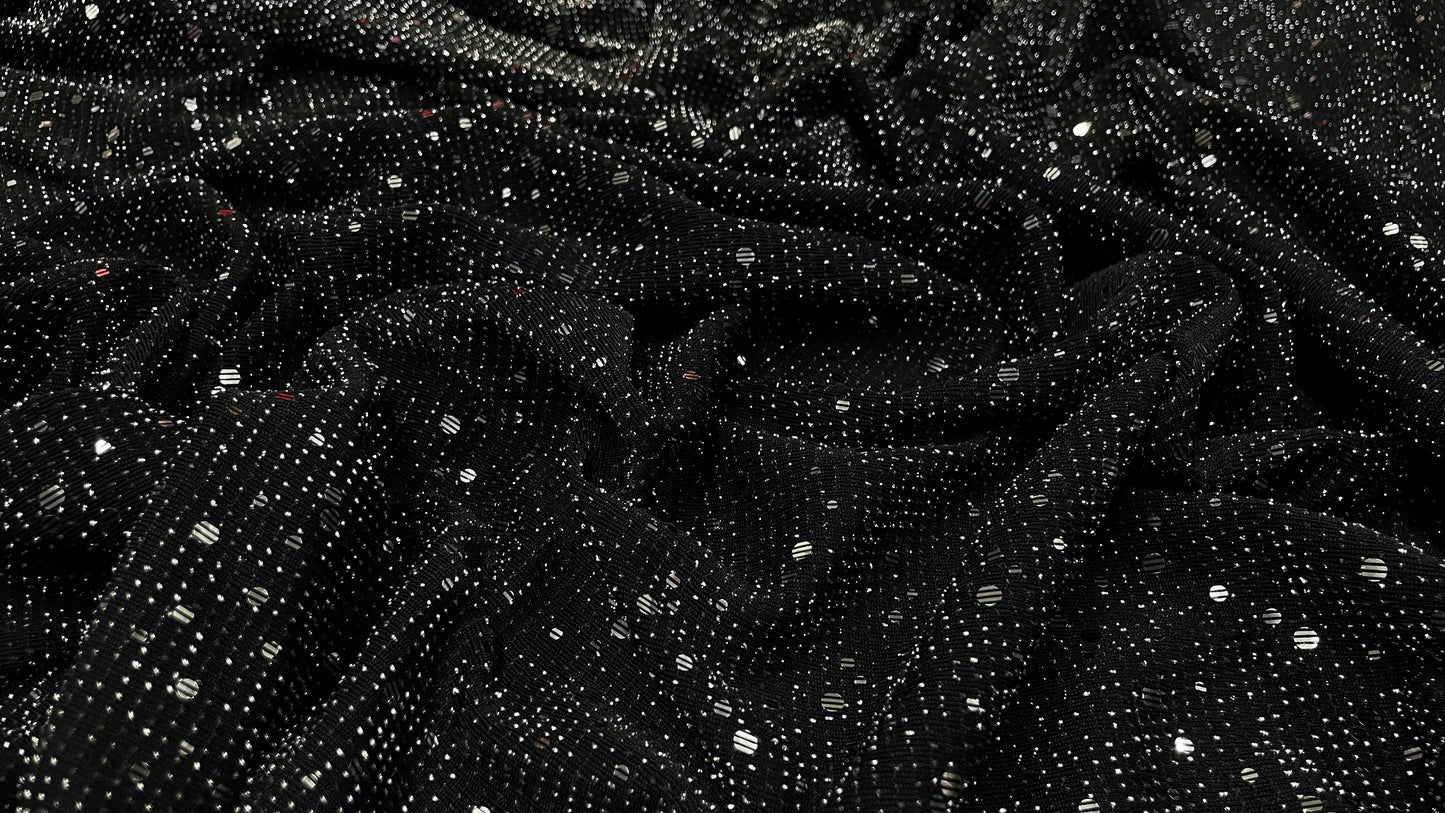 Lurex Negru cu paiete mici Argintii