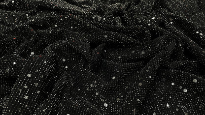 Lurex Negru cu paiete mici Argintii