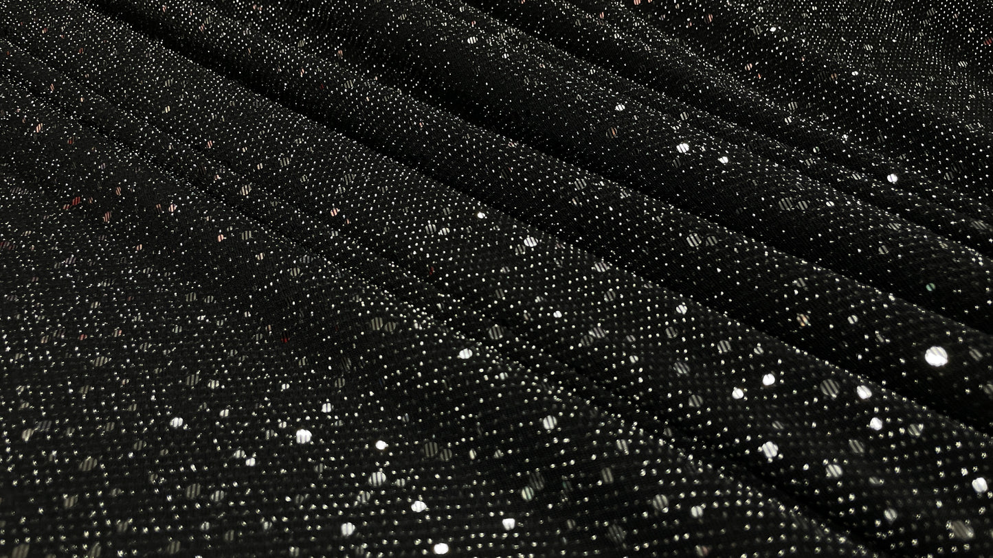 Lurex Negru cu paiete mici Argintii