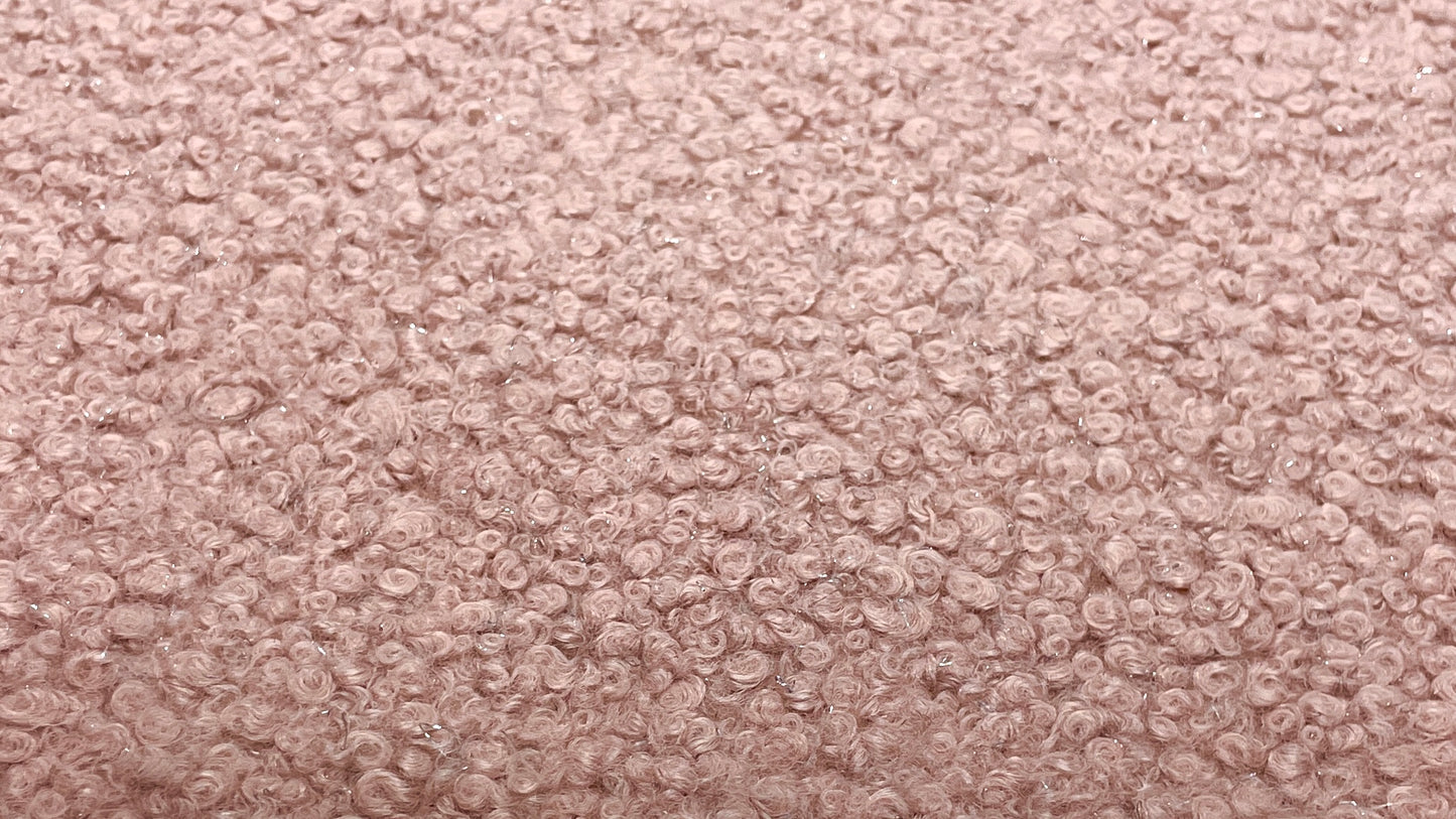 Stofa Boucle cu Sclipici Roz Pudra