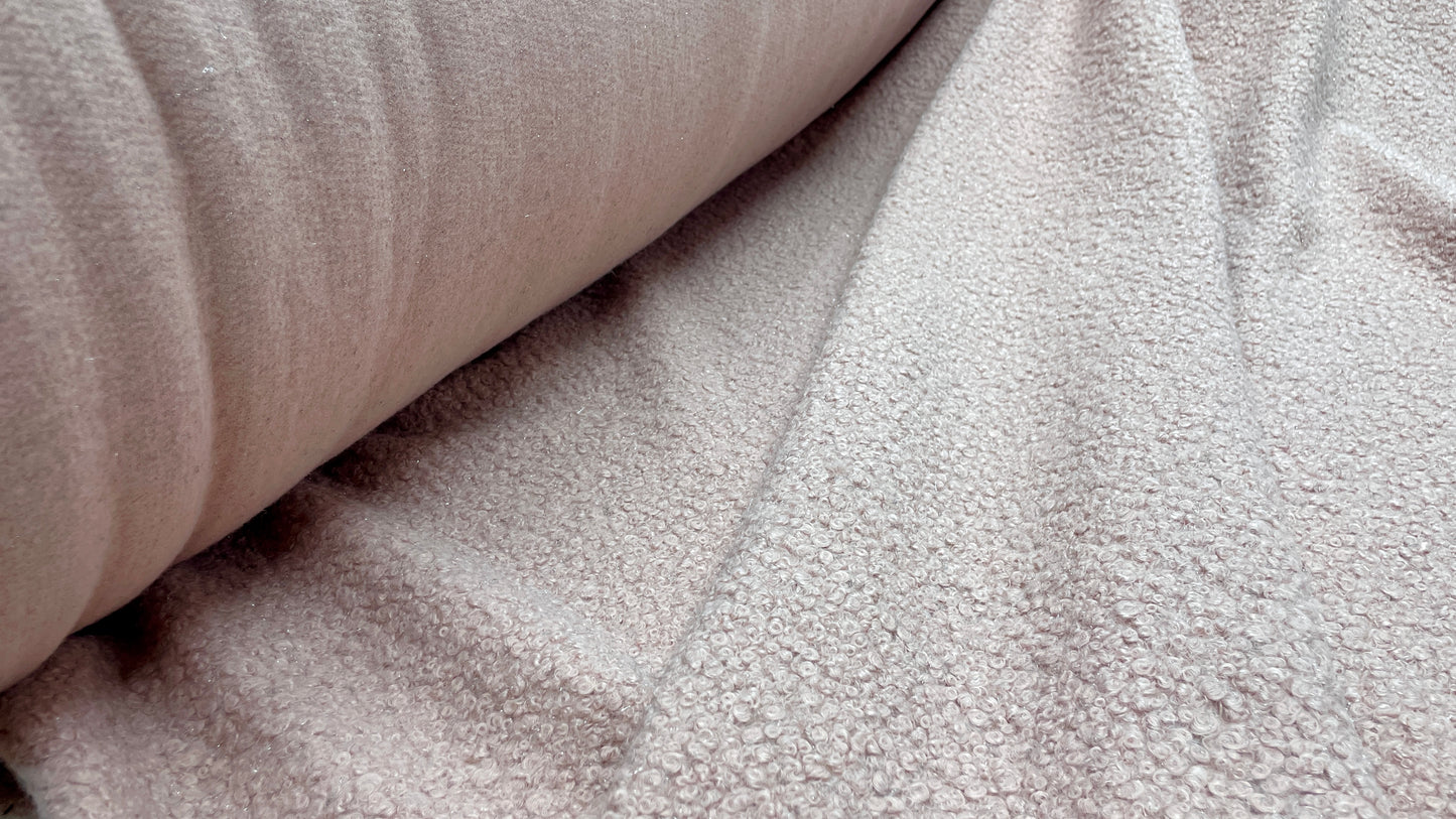 Stofa Boucle cu Sclipici Roz Pudra