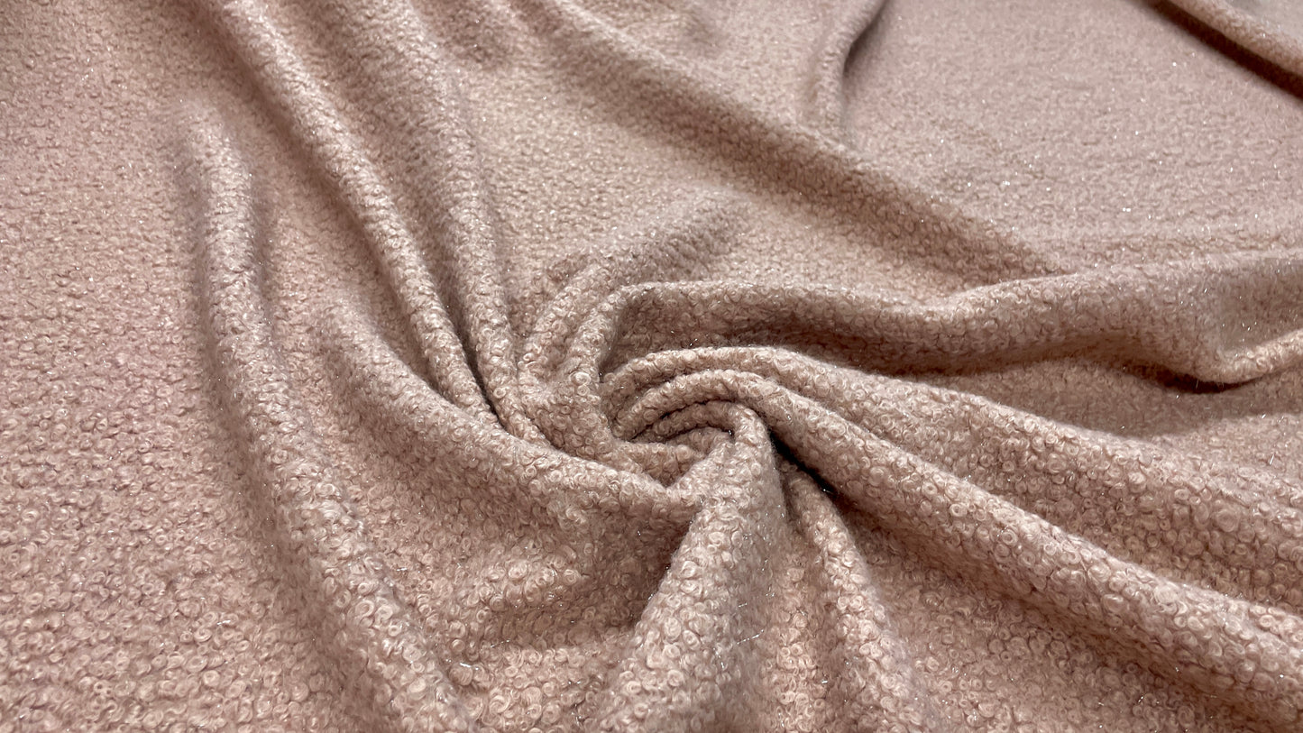 Stofa Boucle cu Sclipici Roz Pudra