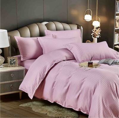 Lenjerie de Pat Satinata Premium 4 Piese Roz Pal
