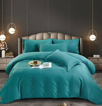 Lenjerie de Pat Satinata Premium 4 Piese Turcoaz