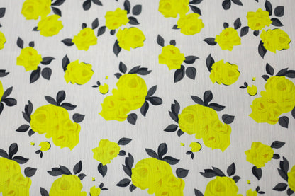 Voal subtire imprimat cu flori galbene - Canada Fashion Center - Fabric