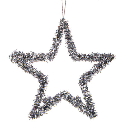 Stea decorativa de craciun Argintie Tinsel 12cm - Canada Fashion Center