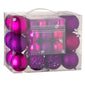 Set Globuri de Craciun Mov Fucsia Mat Stralucitoare Glitter 3-4-6cm - 50buc - Canada Fashion Center