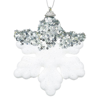 Ornament pentru Brad de Craciun din Spuma Fulg Alb Irizat 12cm - Canada Fashion Center