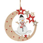 Ornament din Lemn Brad de Craciun Luna Stele Om de Zapada Glitter 10cm - Canada Fashion Center