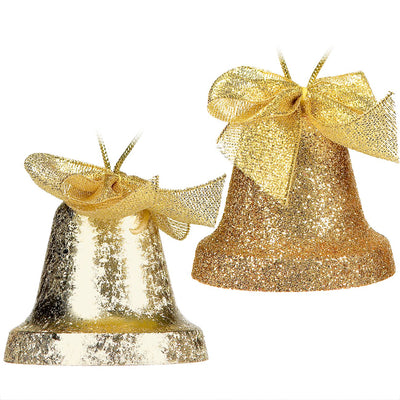 Set Ornamente de Craciun Clopote Aurii Mat Funga Glitter 6cm - 4buc - Canada Fashion Center